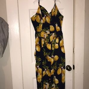 Large navy blue lemon inspired sundress.